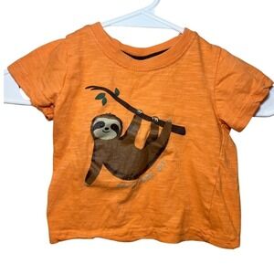 MiniBamba Sloth Graphic Orange "Let's Hang Out" Short Sleeve Shirt